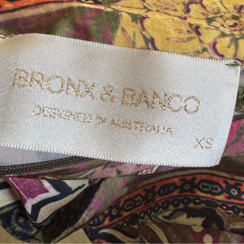 Bronx & Banco XS Patchwork Paisley Puff Sleeve Tie Back Dress Statement Luxury - Picture 5 of 5
